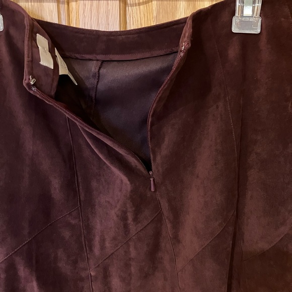 Christopher & Banks Suede Look Skirt, Brown, Sz. 10, Patchwork Look, Full Skirt - Picture 4 of 9